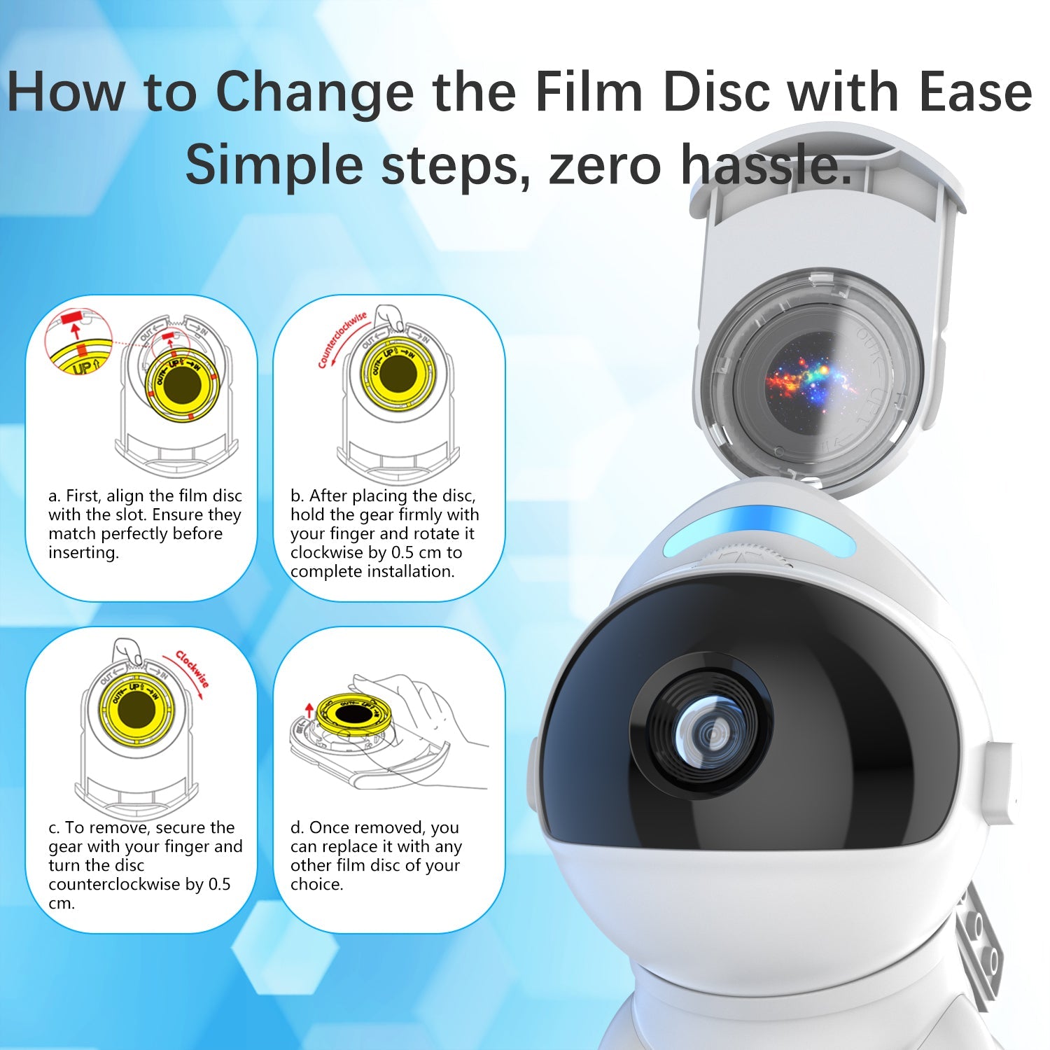 StarBliss Space Dog Projector — 13 Film Discs, Bluetooth & White Noise